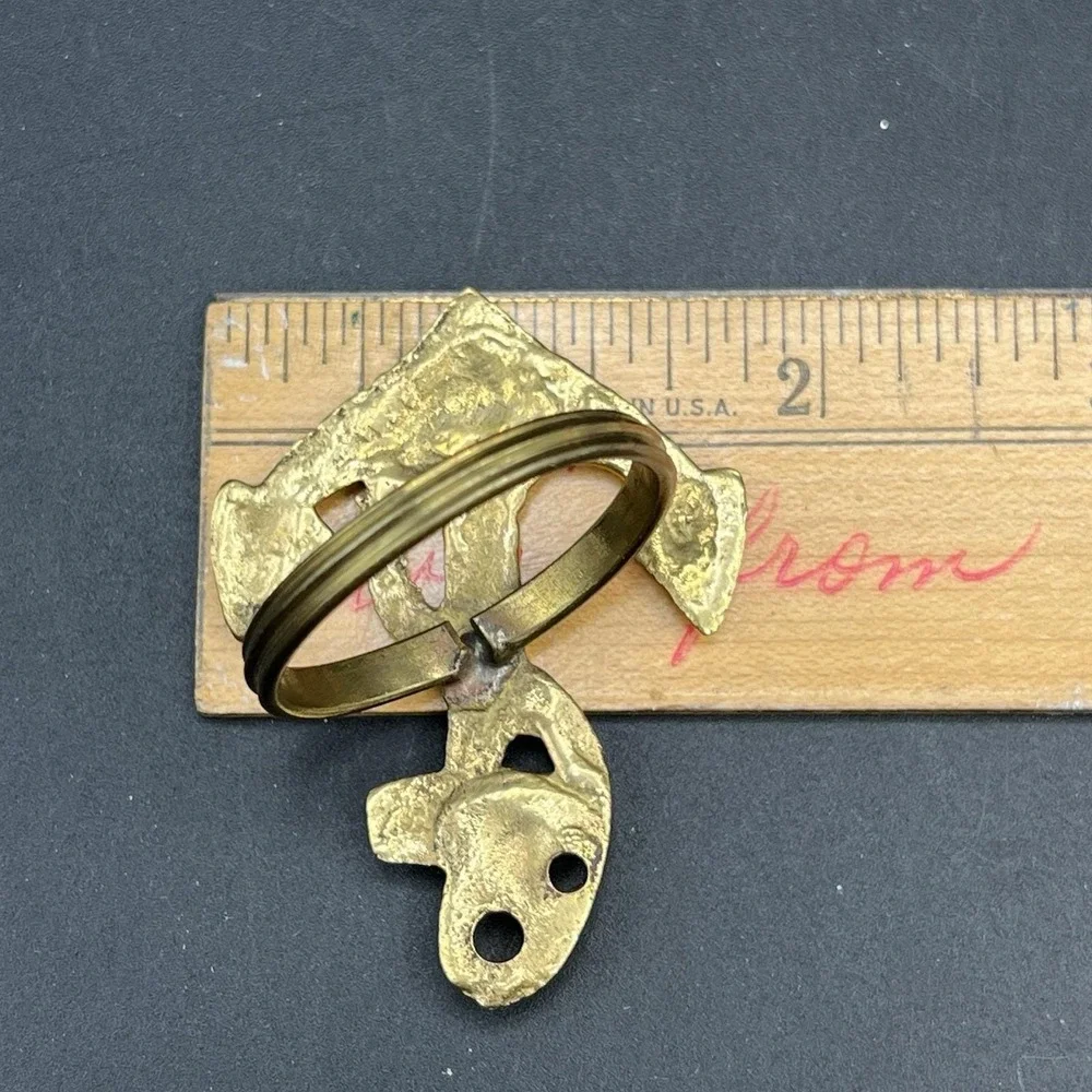 Vintage Solid Brass Nautical Napkin Rings Anchor Rope ~ Set Of 4